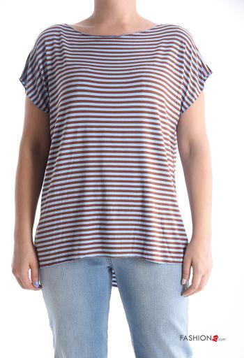 T-shirt manches courtes col rond Imprimé à rayures avec fonte