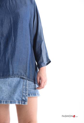 Blusa denim manga comprida gola redonda - ph 4