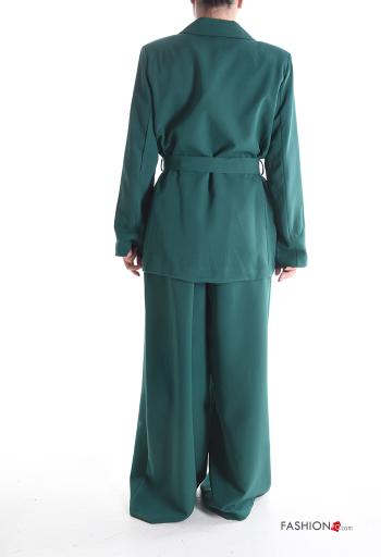 Coordinato maniche lunghe wide leg con cintura in stoffa con cintura con tasche - ph 2