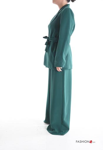 Coordinato maniche lunghe wide leg con cintura in stoffa con cintura con tasche - ph 3