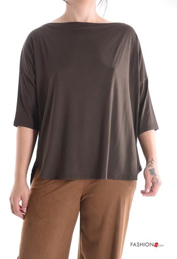 Maglione maniche a tre quarti con scollo a barca