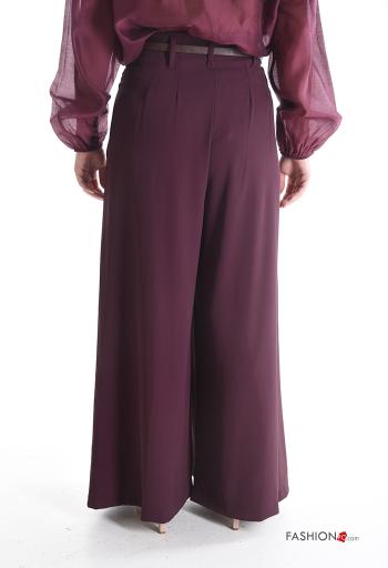 wide leg Trousers with belt with buttons with zip with pockets - ph 2