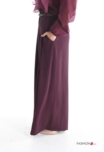 wide leg Trousers with belt with buttons with zip with pockets - ph 3