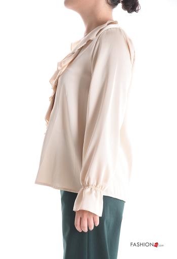 Blouse manches longues à volants à col en V - ph 3