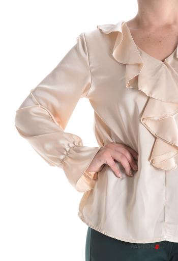 Blouse manches longues à volants à col en V - ph 4