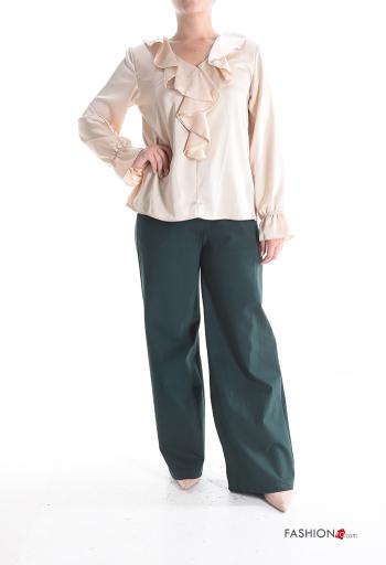 Blouse manches longues à volants à col en V - ph 5