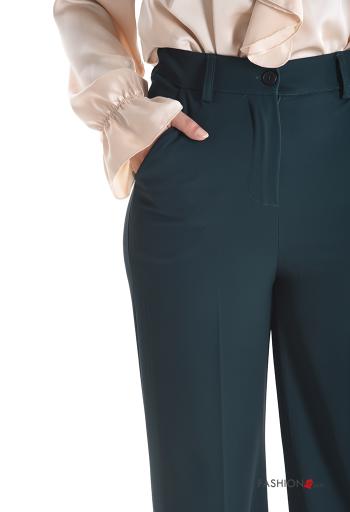 wide leg Trousers with buttons with zip with pockets - ph 4