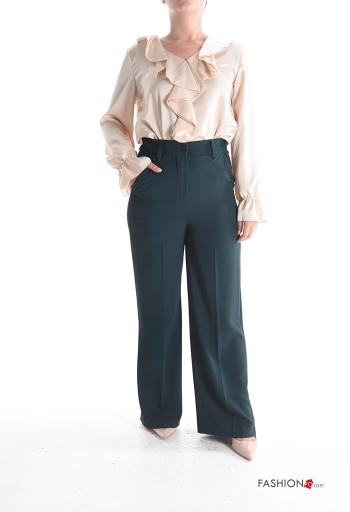 wide leg Trousers with buttons with zip with pockets - ph 5