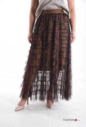 Tiermuster Tüll- Rock aus Baumwolle mit Volants mit gummizug - ph 1