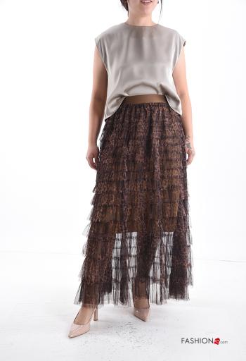 Tiermuster Tüll- Rock aus Baumwolle mit Volants mit gummizug - ph 5