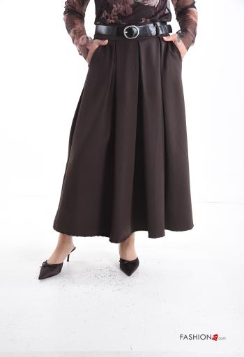 Falda circular con bolsillos con cinturón con elástico - ph 1