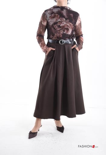 Falda circular con bolsillos con cinturón con elástico - ph 5