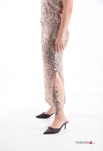 Longuette Skirt with elastic with split with sequins - ph 3