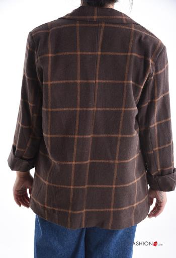 Vichy Muster lange ärmel Blazer mit Knöpfen mit Futter - ph 2