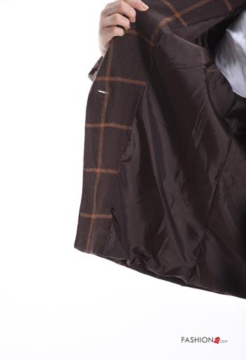 Vichy Muster lange ärmel Blazer mit Knöpfen mit Futter - ph 6
