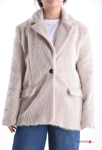 Cappotto maniche lunghe con bottoni con fodera