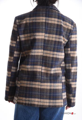 Blusão em Algodão manga comprida Padrão Tartan com botões com forro - ph 2