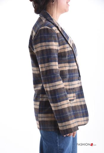 Blusão em Algodão manga comprida Padrão Tartan com botões com forro - ph 3