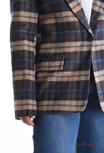 Blusão em Algodão manga comprida Padrão Tartan com botões com forro - ph 4