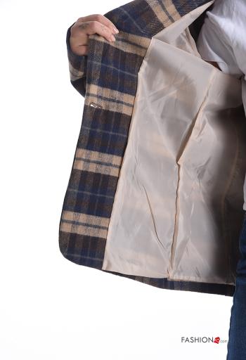 Blusão em Algodão manga comprida Padrão Tartan com botões com forro - ph 6