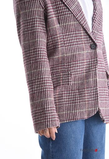 Tartan-Muster lange ärmel Blazer aus Baumwolle mit Knöpfen mit Futter - ph 4