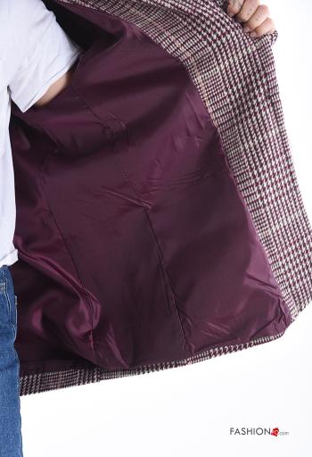 Tartan-Muster lange ärmel Blazer aus Baumwolle mit Knöpfen mit Futter - ph 6