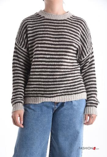 Maglione in Misto Lana maniche lunghe girocollo Fantasia righe