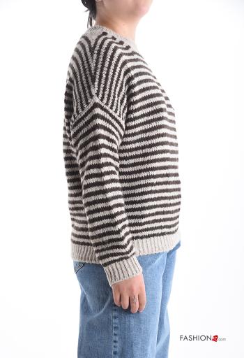 Maglione in Misto Lana maniche lunghe girocollo Fantasia righe - ph 3