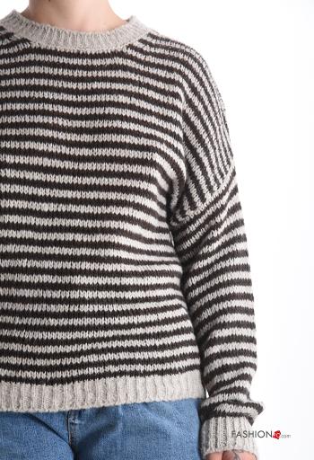 Maglione in Misto Lana maniche lunghe girocollo Fantasia righe - ph 4