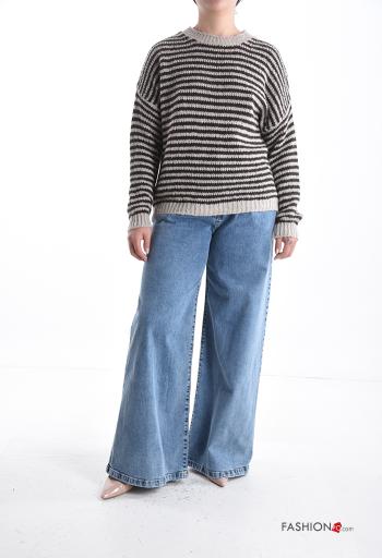 Maglione in Misto Lana maniche lunghe girocollo Fantasia righe - ph 5