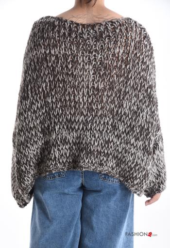 Maglione in Misto Lana oversize maniche lunghe scollo a V - ph 2