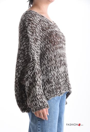 Maglione in Misto Lana oversize maniche lunghe scollo a V - ph 3