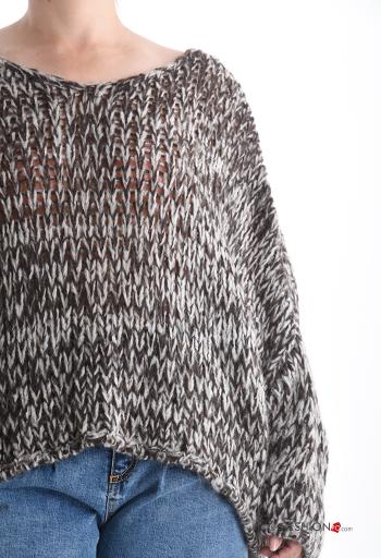 Maglione in Misto Lana oversize maniche lunghe scollo a V - ph 4