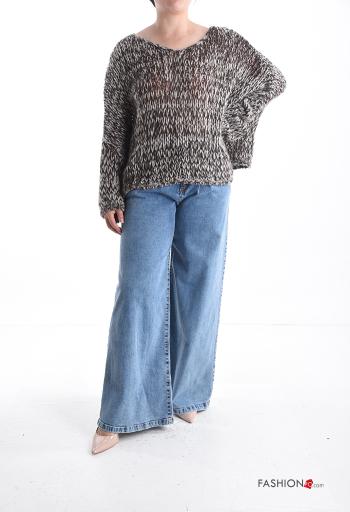 Maglione in Misto Lana oversize maniche lunghe scollo a V - ph 5