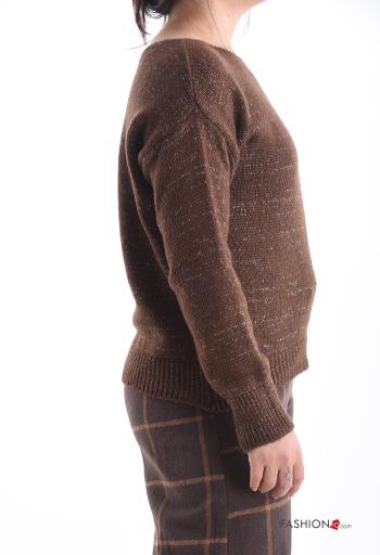 Lurex u-boot ausschnitt lange ärmel Strickpullover - ph 3