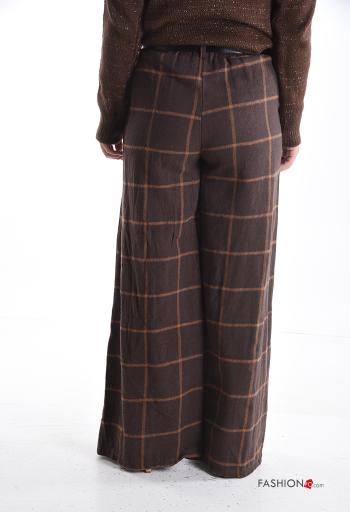 Tartan-Muster wide leg Hose mit Gürtel mit gummizug mit Taschen - ph 2