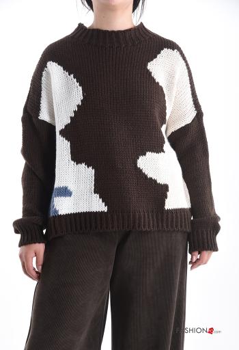 Maglione in Misto Lana maniche lunghe girocollo Fantasia astratta - ph 1