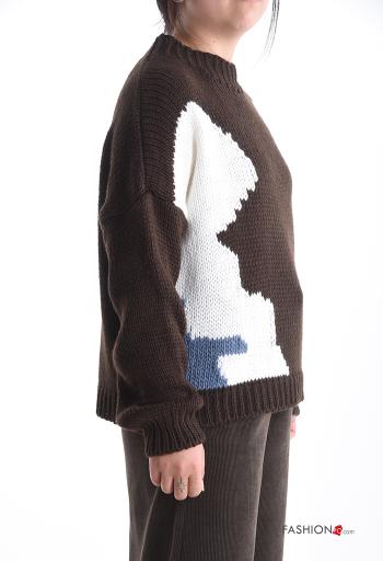 Maglione in Misto Lana maniche lunghe girocollo Fantasia astratta - ph 3