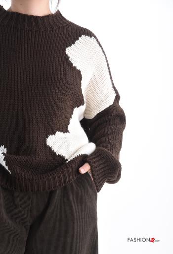 Maglione in Misto Lana maniche lunghe girocollo Fantasia astratta - ph 4