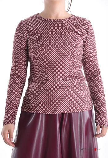 T-shirt à manches longues col rond à Imprimé Géométrique - ph 1