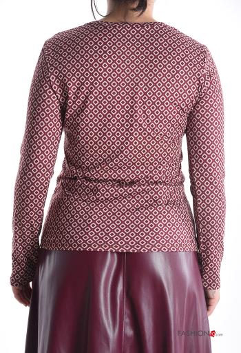 T-shirt à manches longues col rond à Imprimé Géométrique - ph 2