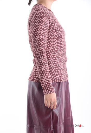 T-shirt à manches longues col rond à Imprimé Géométrique - ph 3