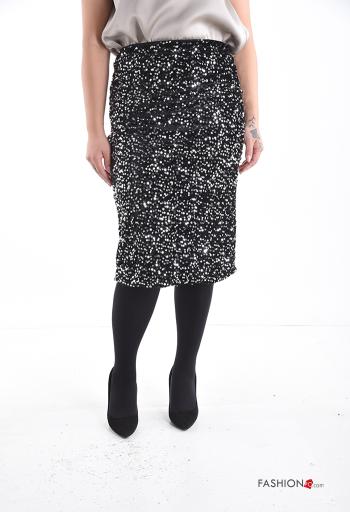 Gonna Longuette con spacco con paillettes con elastico - ph 1