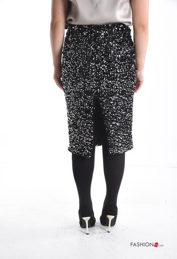 Gonna Longuette con spacco con paillettes con elastico - ph 2