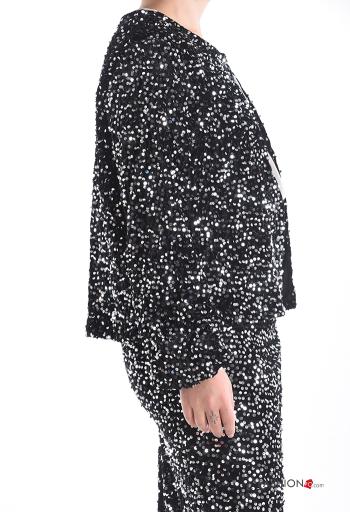 Casaco comprido manga comprida gola redonda com lantejoulas - ph 3