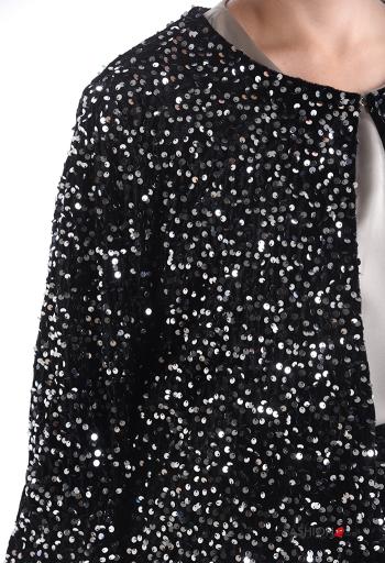 Casaco comprido manga comprida gola redonda com lantejoulas - ph 4
