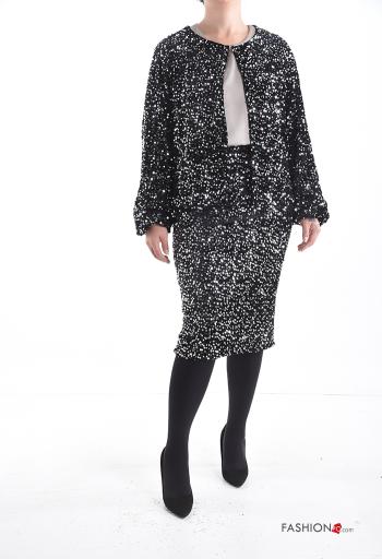 Casaco comprido manga comprida gola redonda com lantejoulas - ph 5