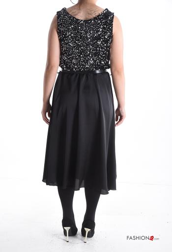 ärmellos Kleid mit Gürtel mit Pailletten - ph 2