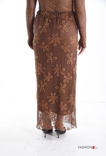 Gonna tulle pizzo Fantasia ricamata con fodera con elastico - ph 2