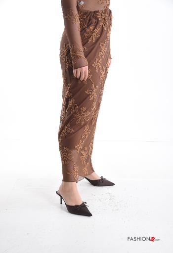 Gonna tulle pizzo Fantasia ricamata con fodera con elastico - ph 3